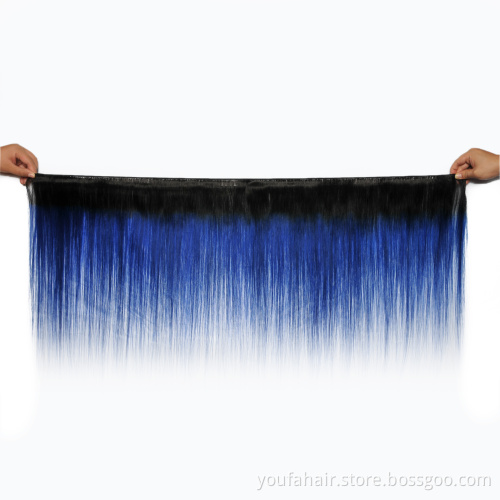 Wholesale Peruvian 100% Human Hair Unprocessed 1b/Blue Ombre Color Body Wave Hair Bundles Virgin Cuticle Aligned Hair Extension